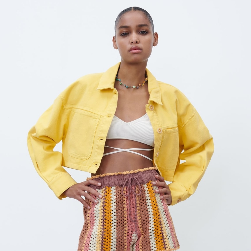 Zara Yellow Jean Jacket for Women